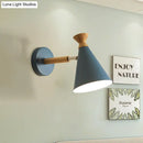 GobekUsa Nordic Style Metal Cone Shade Wall Light: 1-Light Rotatable Bedside Reading Lamp in Blue, Green, Grey, or White