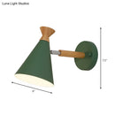 GobekUsa Nordic Style Metal Cone Shade Wall Light: 1-Light Rotatable Bedside Reading Lamp in Blue, Green, Grey, or White