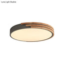 GobekUsa Nordic Style Round Flush Mount Ceiling Light - Wood & Acrylic Fixture in Grey/White/Green, 16" Width