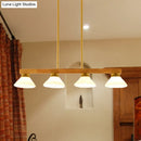 GobekUsa Nordic Style Wooden Cone Shade Chandelier - 3/4 Heads Linear Pendant Light for Kitchen Island