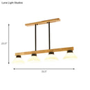 GobekUsa Nordic Style Wooden Cone Shade Chandelier - 3/4 Heads Linear Pendant Light for Kitchen Island