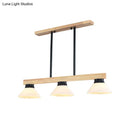 GobekUsa Nordic Style Wooden Cone Shade Chandelier - 3/4 Heads Linear Pendant Light for Kitchen Island