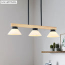 GobekUsa Nordic Style Wooden Cone Shade Chandelier - 3/4 Heads Linear Pendant Light for Kitchen Island