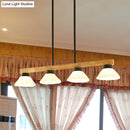 GobekUsa Nordic Style Wooden Cone Shade Chandelier - 3/4 Heads Linear Pendant Light for Kitchen Island