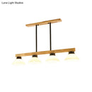 GobekUsa Nordic Style Wooden Cone Shade Chandelier - 3/4 Heads Linear Pendant Light for Kitchen Island