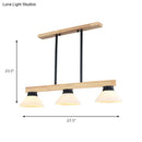 GobekUsa Nordic Style Wooden Cone Shade Chandelier - 3/4 Heads Linear Pendant Light for Kitchen Island