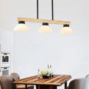 GobekUsa Nordic Style Wooden Cone Shade Chandelier - 3/4 Heads Linear Pendant Light for Kitchen Island