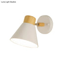 GobekUsa Nordic Stylish Cone Shade Wall Mount Light with Rotatable Bedside Sconce - Metal and Wood, 1 Bulb, Black/White
