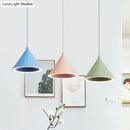 GobekUsa 10"/12.5" Diameter 1 Light Conical Hanging Lamp Nordic Stylish Black/Blue Metal Pendant Light over Table