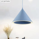 GobekUsa 10"/12.5" Diameter 1 Light Conical Hanging Lamp Nordic Stylish Black/Blue Metal Pendant Light over Table