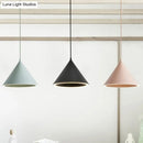 GobekUsa 10"/12.5" Diameter 1 Light Conical Hanging Lamp Nordic Stylish Black/Blue Metal Pendant Light over Table