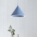 GobekUsa 10"/12.5" Diameter 1 Light Conical Hanging Lamp Nordic Stylish Black/Blue Metal Pendant Light over Table