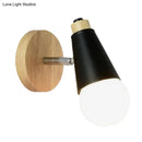 GobekUsa Rotatable Nordic Sweet Cone Wall Light - Child Bedroom Wall Sconce with Metal/Wood Backplate