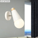 GobekUsa Rotatable Nordic Sweet Cone Wall Light - Child Bedroom Wall Sconce with Metal/Wood Backplate