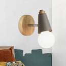 GobekUsa Rotatable Nordic Sweet Cone Wall Light - Child Bedroom Wall Sconce with Metal/Wood Backplate