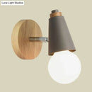 GobekUsa Rotatable Nordic Sweet Cone Wall Light - Child Bedroom Wall Sconce with Metal/Wood Backplate