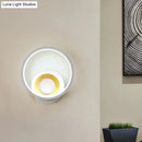 GobekUsa Nordic White and Wood Double Ring LED Wall Lamp - Warm/White Light for Home