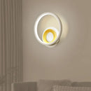 GobekUsa Nordic White and Wood Double Ring LED Wall Lamp - Warm/White Light for Home