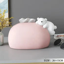 GobekUsa Bear Statues Tissue Box Table Decor for Home Living Room, Creative Nordic Figurines