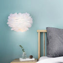 GobekUsa White Feather Nordic Wall Sconce with Blossoming Flower Design for Girls' Bedroom Lighting