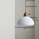 GobekUsa Brown Wood LED Pendant Lamp Ceramic Nordic Hanging Light Fixtures