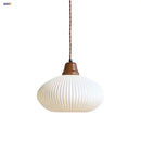 GobekUsa Brown Wood LED Pendant Lamp Ceramic Nordic Hanging Light Fixtures