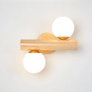 GobekUsa Nordic White Glass Ball Rotating Wall Lamp with Wood Wall Mount - Ideal for Bedroom Lighting