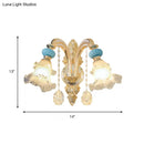 GobekUsa Nordic White Glass Flower Wall Mount Light with Crystal Drop - Gold Accent, Ideal for Bedroom - 1/2 Lights