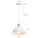 Nordic White Iron Pendant Light With Wood Accent