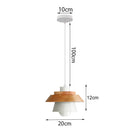 Nordic White Iron Pendant Light With Wood Accent