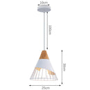 Nordic White Iron Pendant Light With Wood Accent