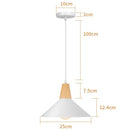 Nordic White Iron Pendant Light With Wood Accent