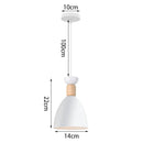 Nordic White Iron Pendant Light With Wood Accent