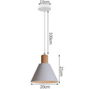 Nordic White Iron Pendant Light With Wood Accent