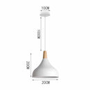 Nordic White Iron Pendant Light With Wood Accent
