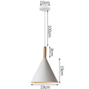 Nordic White Iron Pendant Light With Wood Accent