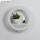 GobekUsa Nordic White LED Acrylic Halo Ring Wall Sconce Light Fixture with Shelf Design