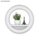GobekUsa Nordic White LED Acrylic Halo Ring Wall Sconce Light Fixture with Shelf Design