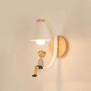 GobekUsa Birdie Wall Lamp: Modern Nordic Wood Bedroom Light