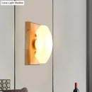 GobekUsa Frosted White Glass Arch Sconce - Nordic Single-Blue Wall Light with Wood Backplate