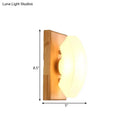 GobekUsa Frosted White Glass Arch Sconce - Nordic Single-Blue Wall Light with Wood Backplate