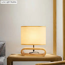 GobekUsa Nordic Oblong Wood Nightstand Lamp - 1-Light Bedside Table Light with Fabric Shade