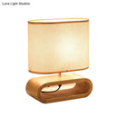 GobekUsa Nordic Oblong Wood Nightstand Lamp - 1-Light Bedside Table Light with Fabric Shade