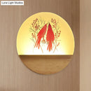 GobekUsa Nordic Wood Sconce with LED Mural Light, Deer/Bird Patterned Acrylic Shade - Ideal for Bedroom Wall Mount