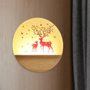 GobekUsa Nordic Wood Sconce with LED Mural Light, Deer/Bird Patterned Acrylic Shade - Ideal for Bedroom Wall Mount