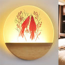GobekUsa Nordic Wood Sconce with LED Mural Light, Deer/Bird Patterned Acrylic Shade - Ideal for Bedroom Wall Mount