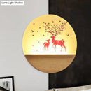 GobekUsa Nordic Wood Sconce with LED Mural Light, Deer/Bird Patterned Acrylic Shade - Ideal for Bedroom Wall Mount