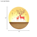 GobekUsa Nordic Wood Sconce with LED Mural Light, Deer/Bird Patterned Acrylic Shade - Ideal for Bedroom Wall Mount