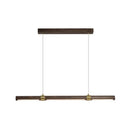 GobekUsa Nordic Wood Island Pendant LED Strip Light in Brown for Dining Table