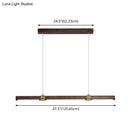 GobekUsa Nordic Wood Island Pendant LED Strip Light in Brown for Dining Table